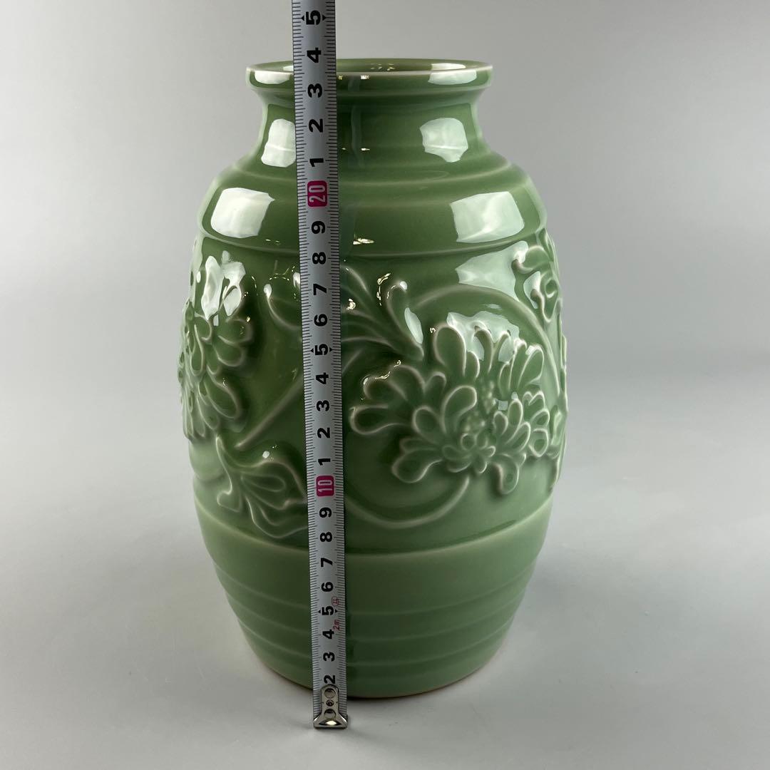 加藤溪山 天龍寺 青瓷 青釉 青磁 陶磁器 古美術 花瓶 壺 共箱