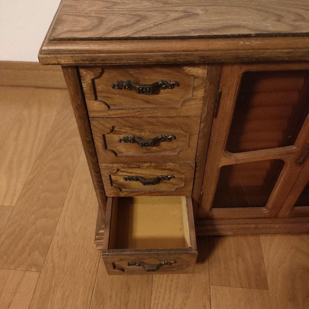 アンティーク 木製 オルゴールジュエリーBOX 収納キャビネット ガラス扉付