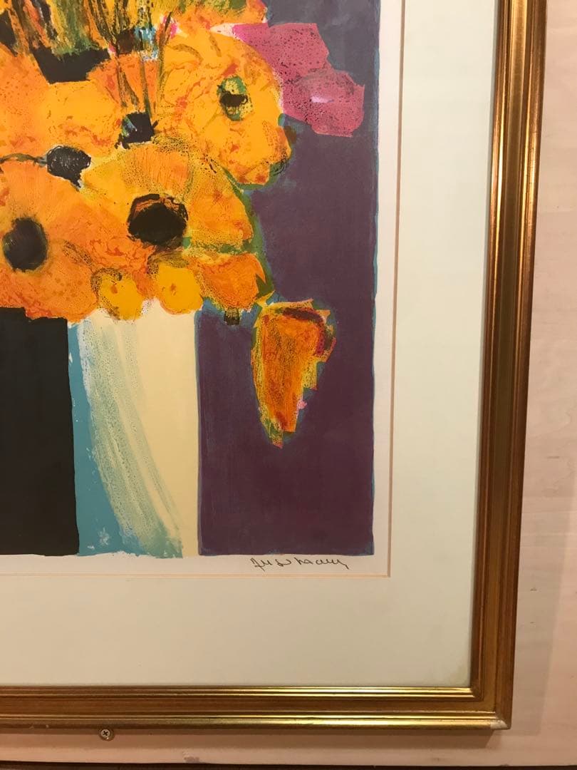 アレンバック　「黄色い花束」　リトグラフ　直筆サイン・エディション有り