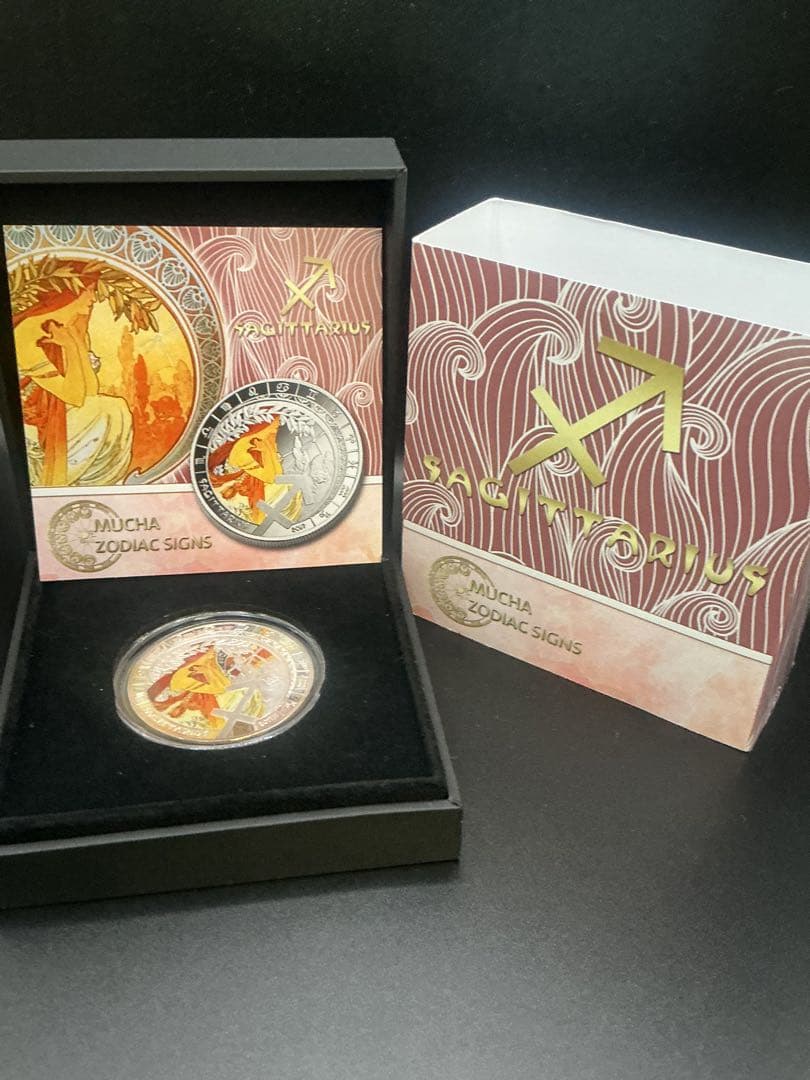 ミュシャ × 黄道十二宮 ―射手座、Sagittarius　銀メッキ付き白銅貨