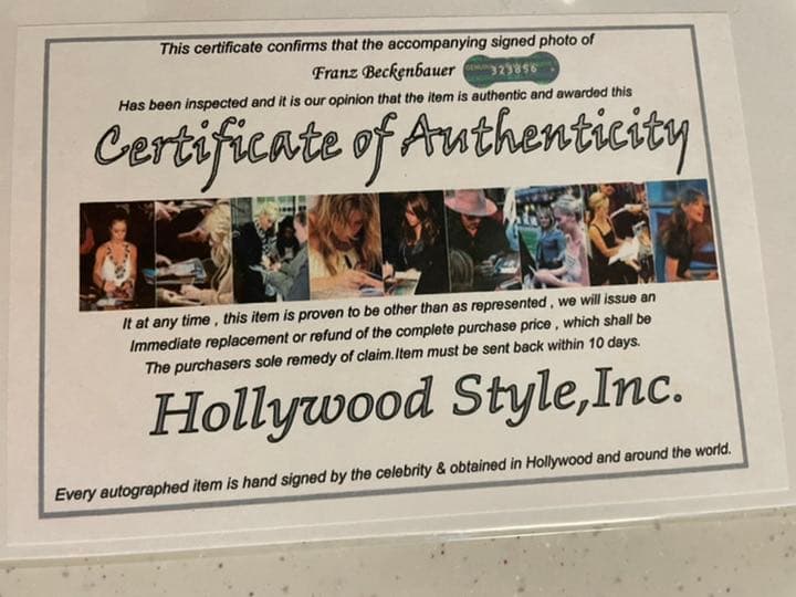 フランツ・ベッケンバウアー直筆サイン入りフォト（証明書付き）