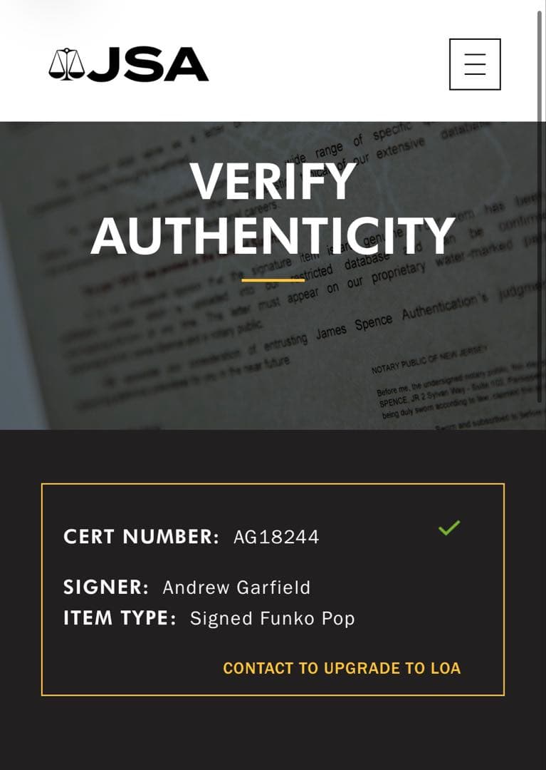 FUNKO スパイダーマン 直筆　サイン アンドリュー ガーフィールド マーベル
