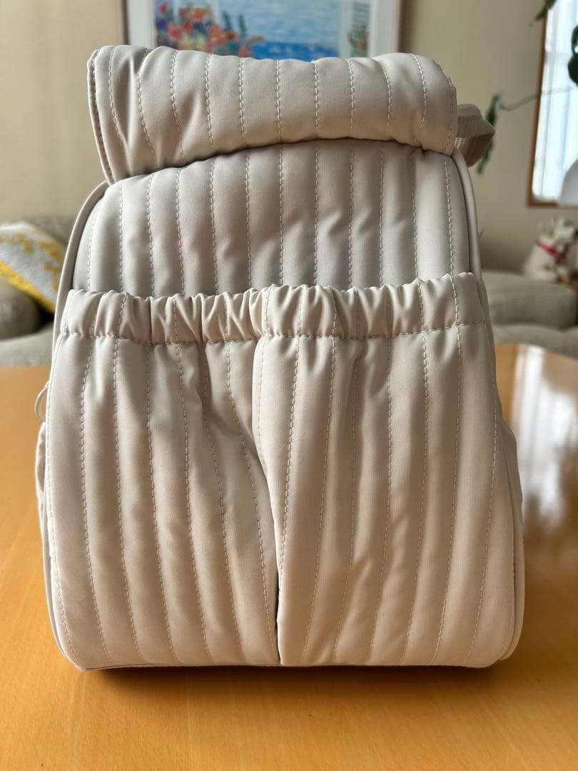 【moncheri 】ベージュ キルティングキャリーバッグ 中型犬