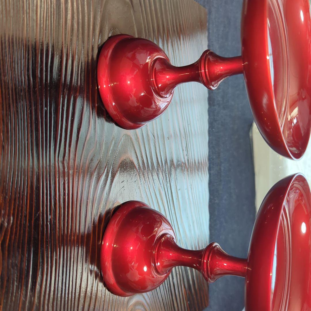 玉虫塗 供物 お祝い赤い漆器の皿型2個セット 超美品