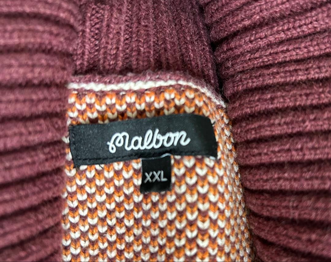 秋冬 Malbon カーディガン アイボリー/バーガンディ/オレンジXXL