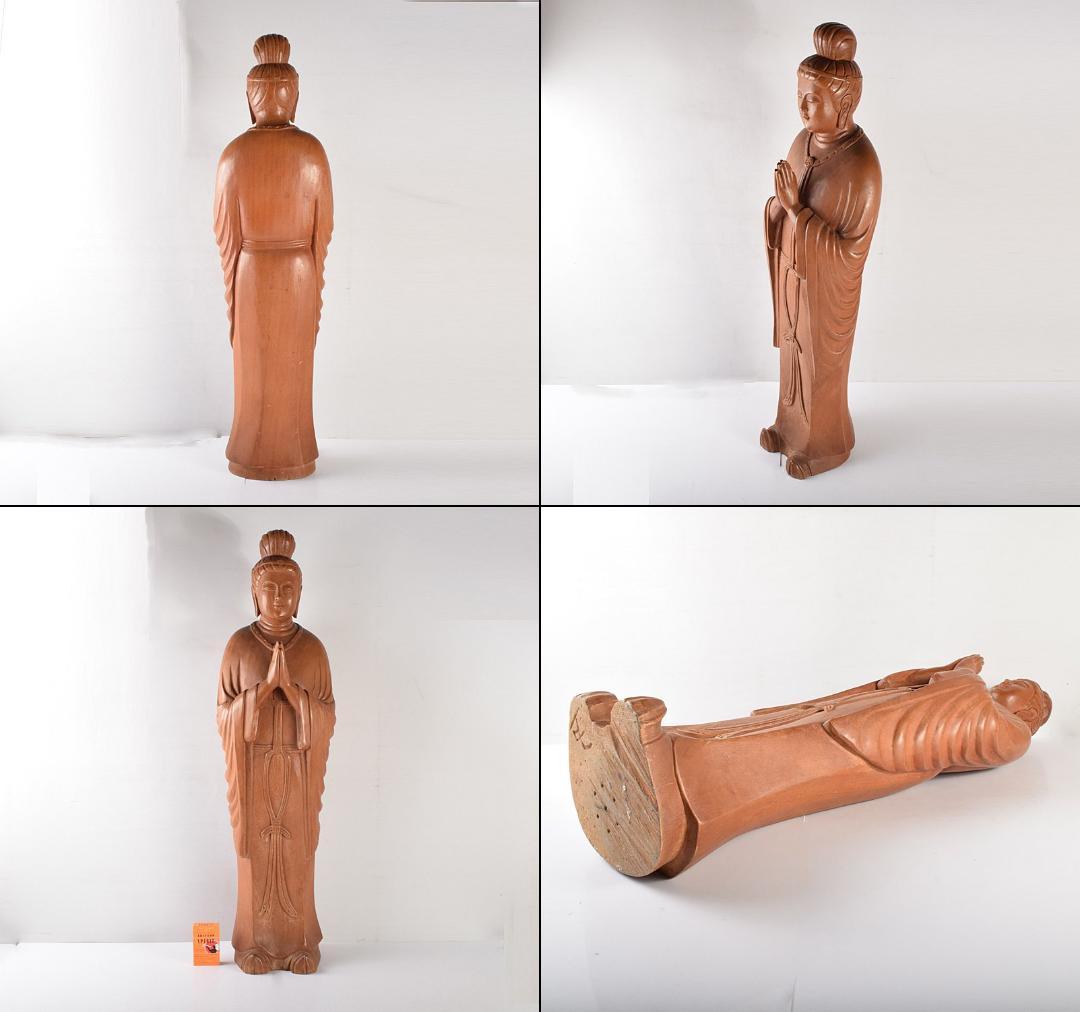 仏教美術　木彫　観音像　仏像　置物　重さ約10.3㎏　N　R5098C