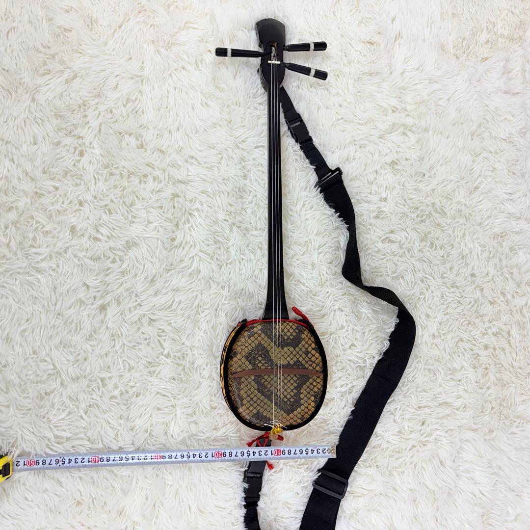 沖縄三線 ベルト付き 人工皮 蛇柄 和楽器 伝統