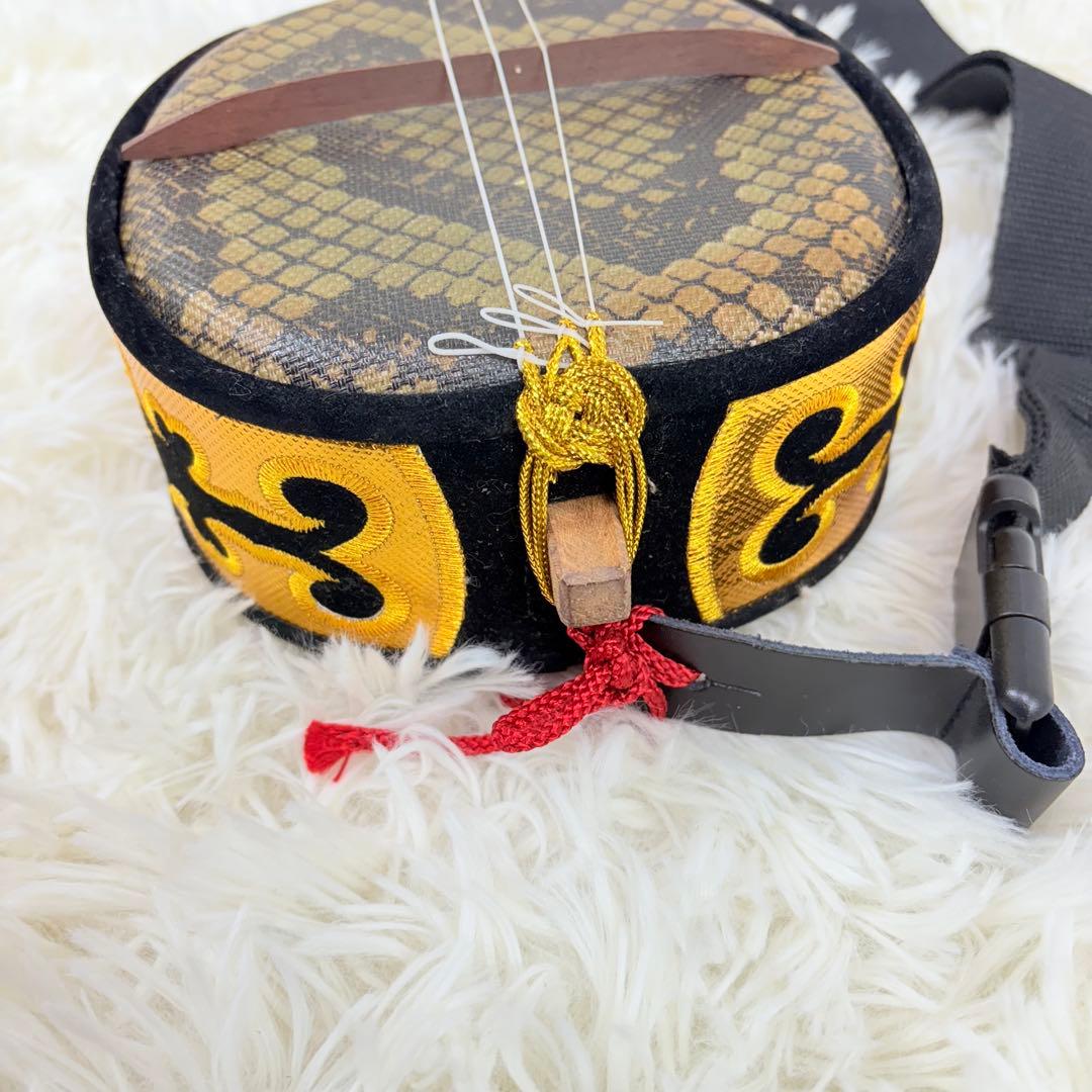 沖縄三線 ベルト付き 人工皮 蛇柄 和楽器 伝統