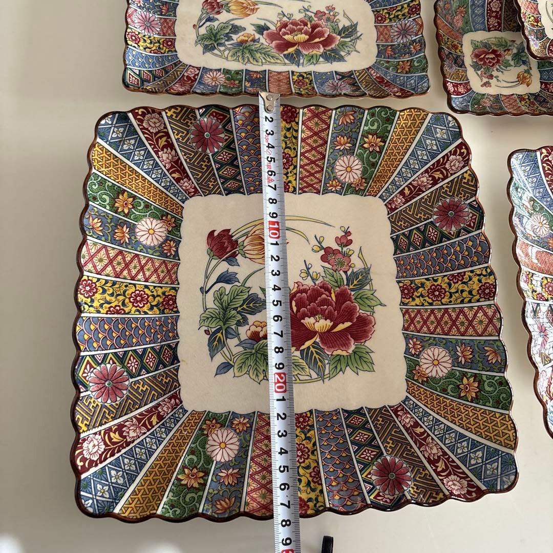 花柄陶器皿セット 大皿・中皿・小皿