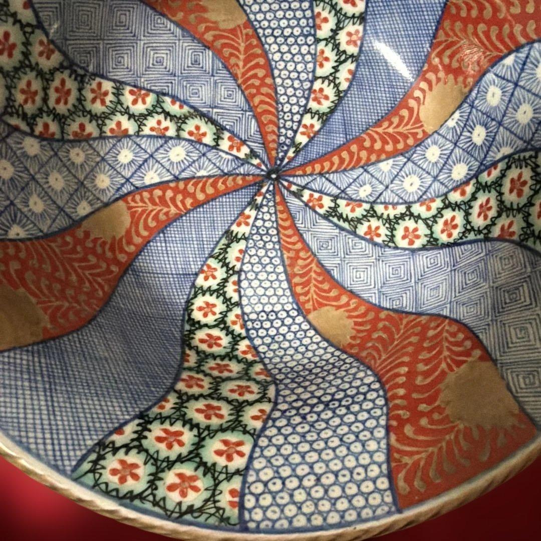 古美術　骨董品　江戸中期　菊割花地紋祥瑞五良大甫　造時代箱(元緑七年鑑定箱書)