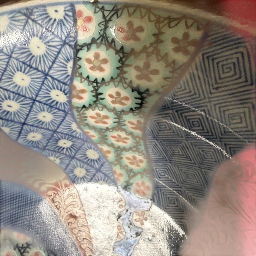 古美術　骨董品　江戸中期　菊割花地紋祥瑞五良大甫　造時代箱(元緑七年鑑定箱書)