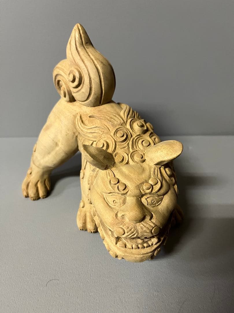 木彫り　獅子像　１対　35