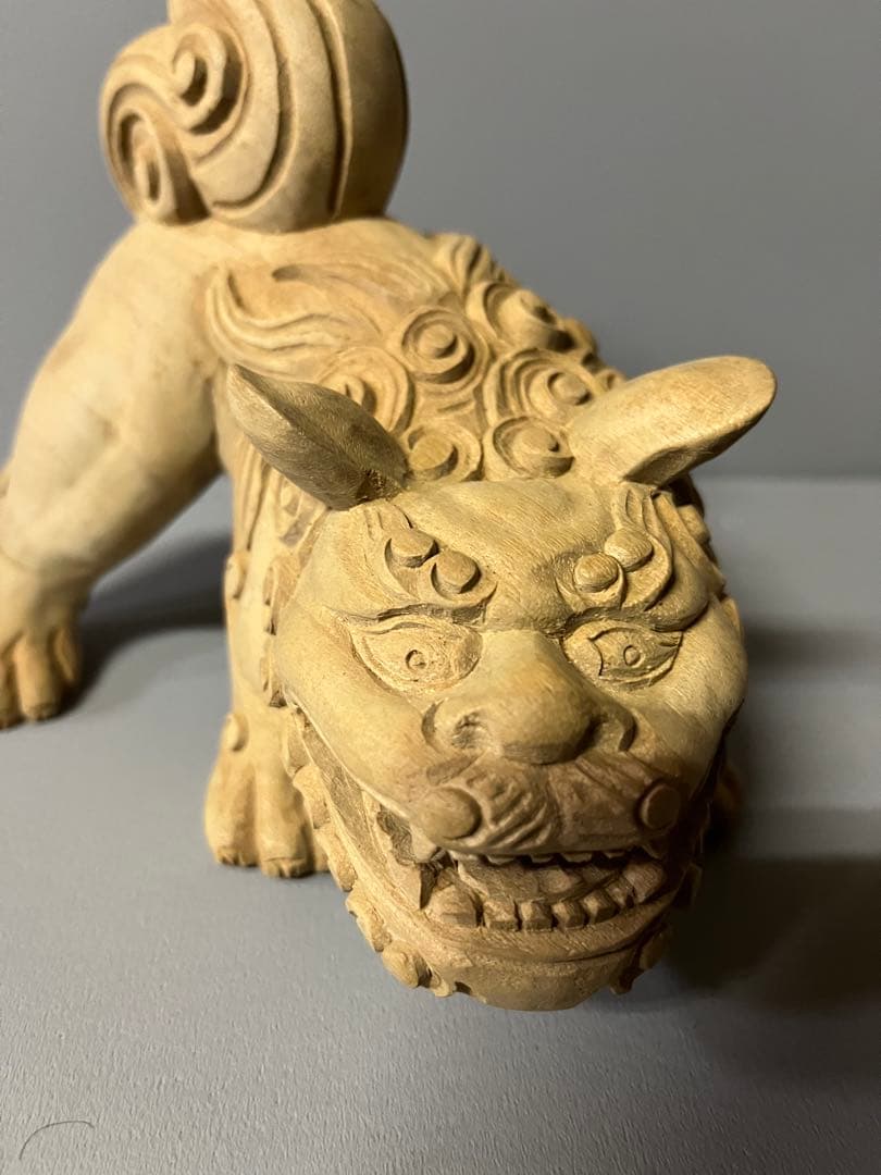木彫り　獅子像　１対　35