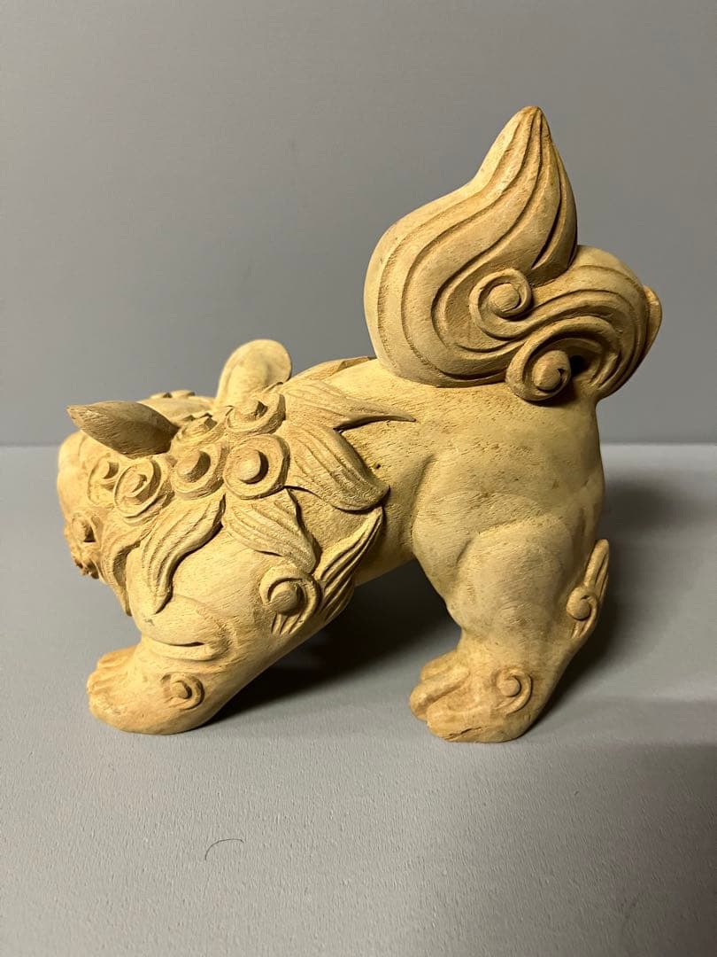 木彫り　獅子像　１対　35