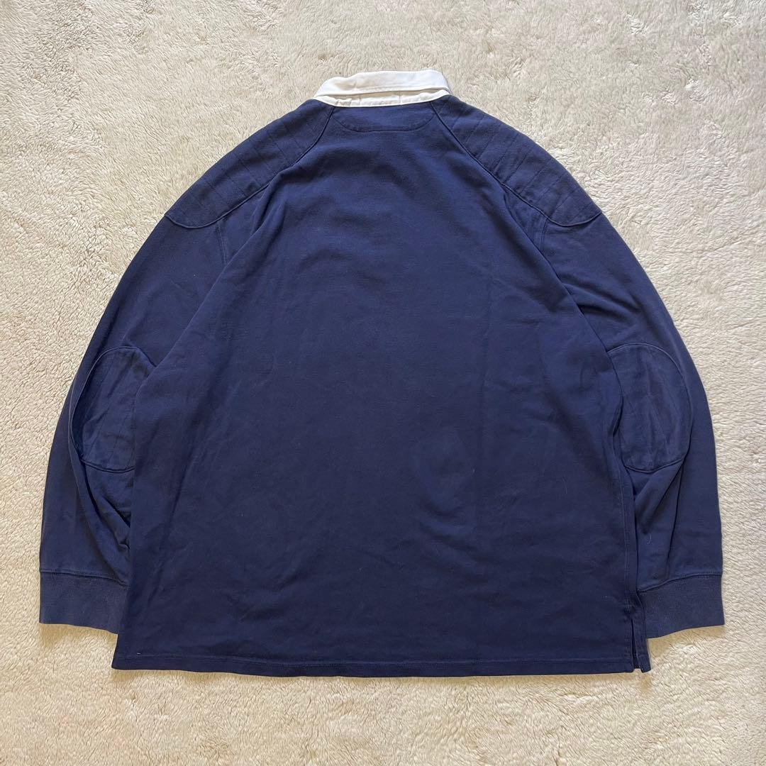 90s ポロ　ラルフローレン　エルボーパッチ　ラガーシャツ　 XL ネイビー