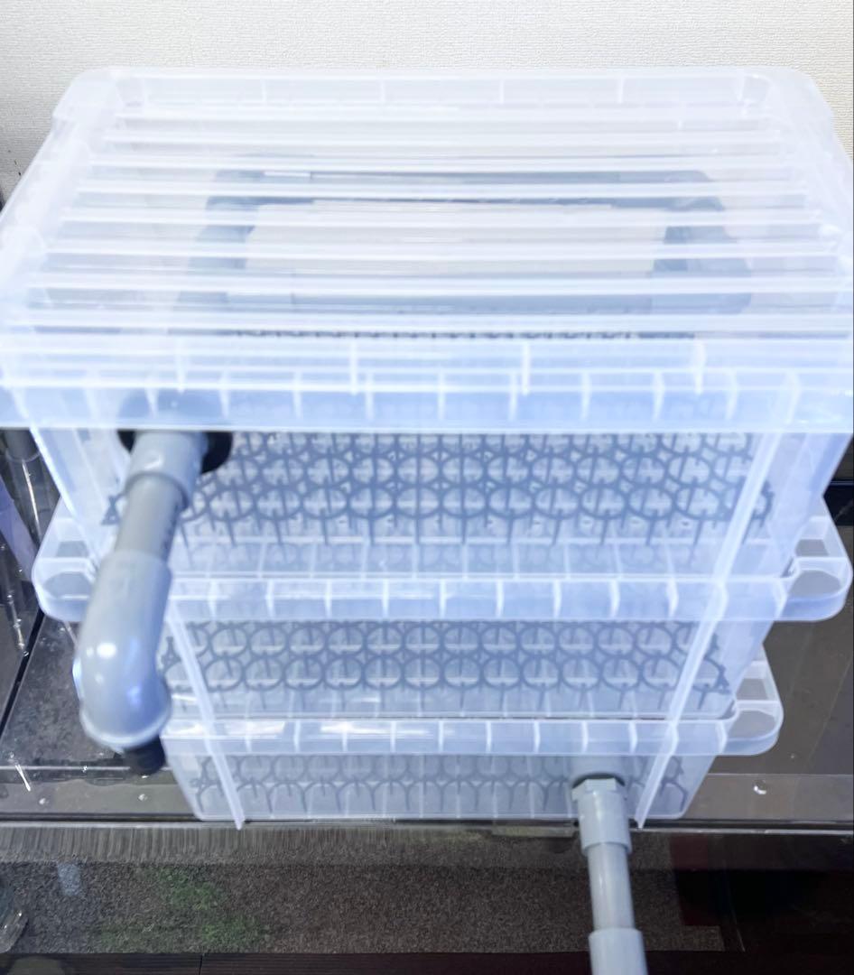 自作 濾過装置 3段ボックス クリア 濾過層 濾過器 金魚 メダカ 1,500L