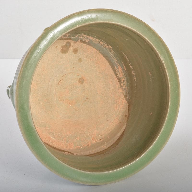 中国　龍泉窯青磁　刻線文三足香炉　C　R6715E