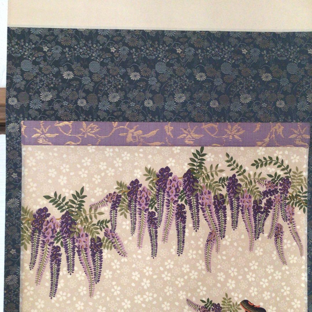 No1500/掛軸　藤娘　絹本　美人画　古美術　日本画　時代　送料無料