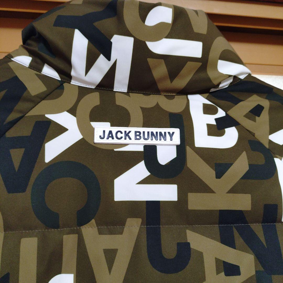 ジャックバニー 中綿ジャケット カーキ×白 英字総柄 シリコンワッペン サイズ5