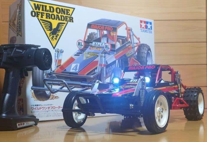 タミヤRCワイルドワンLEDライト付プロポ＆バッテリー充電器付完成品