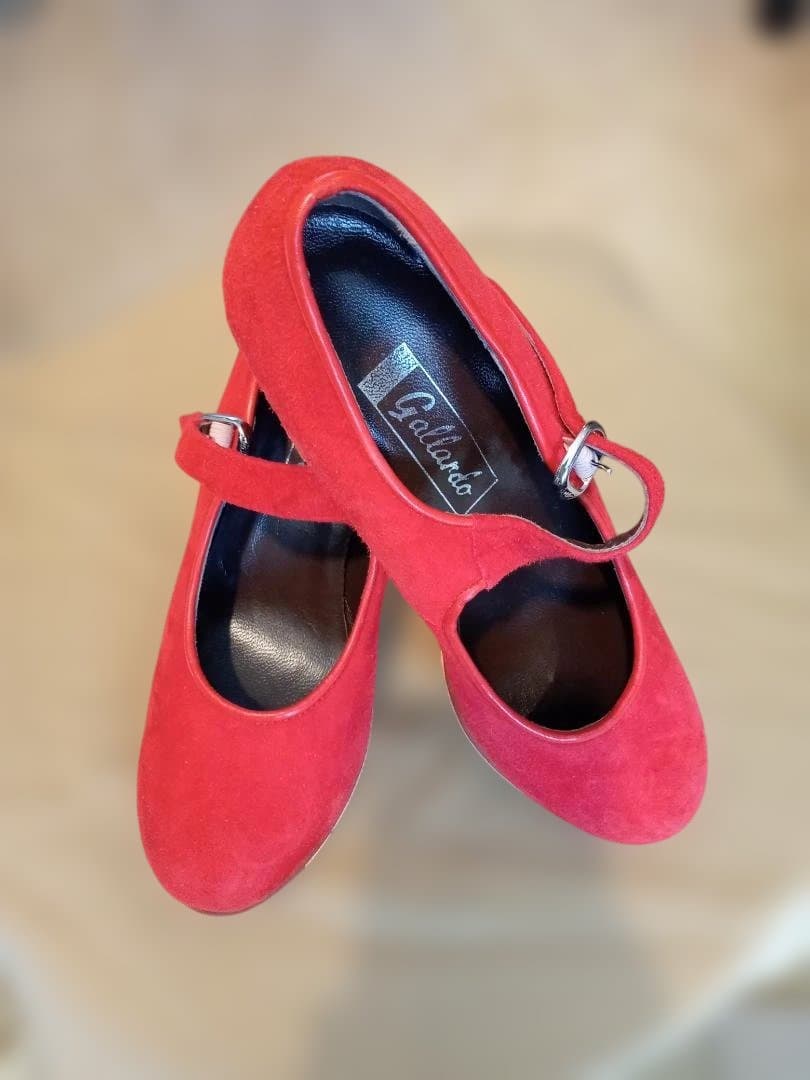 フラメンコシューズ レッド 5 中ヒール