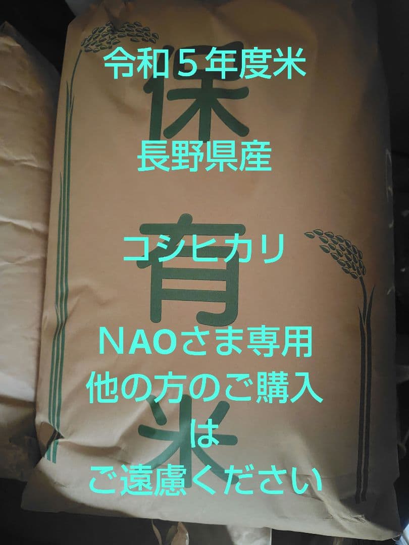 令和５年度産（古米）１０月収穫　 長野県産コ シヒカリ　玄米保管　１９キロ