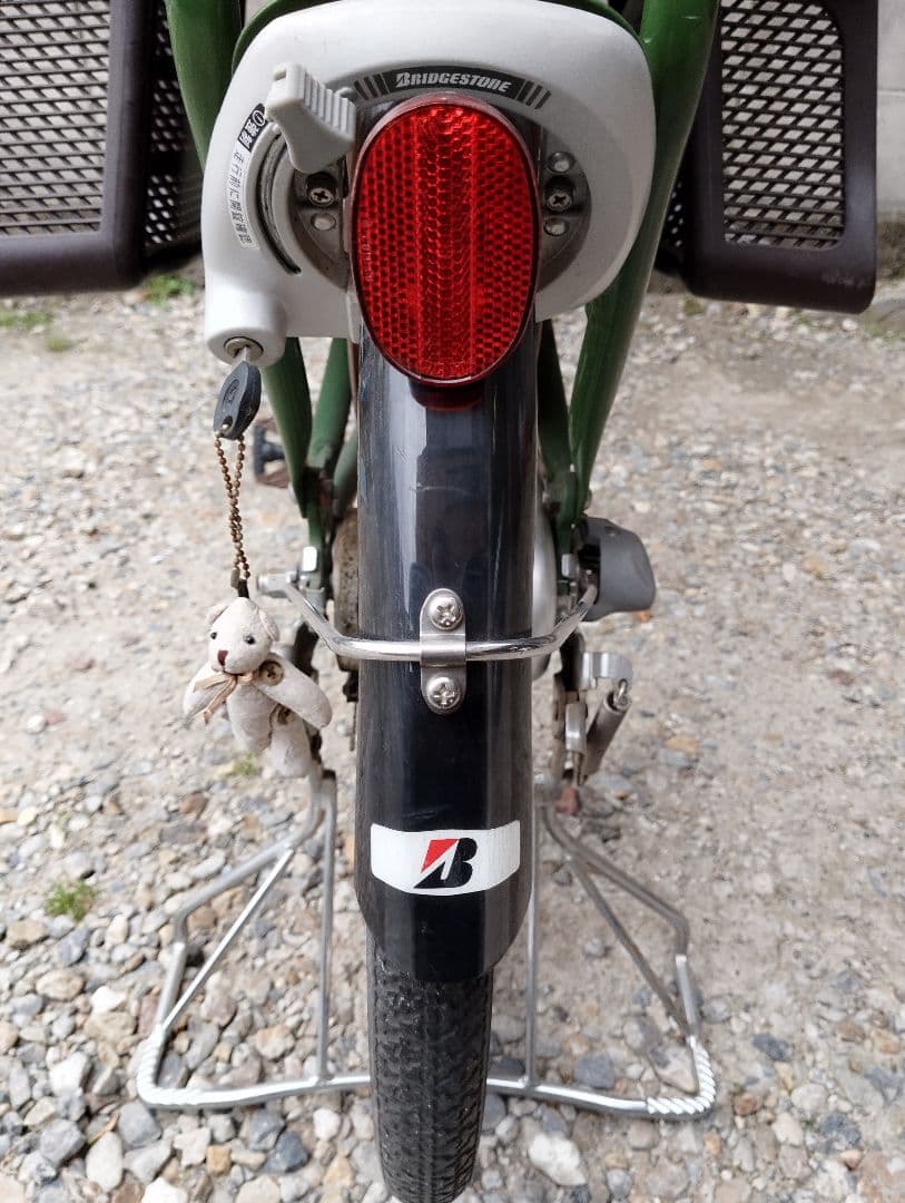 【ブリジストン】緑色シティサイクル チャイルドシート付き 子供乗せ自転車