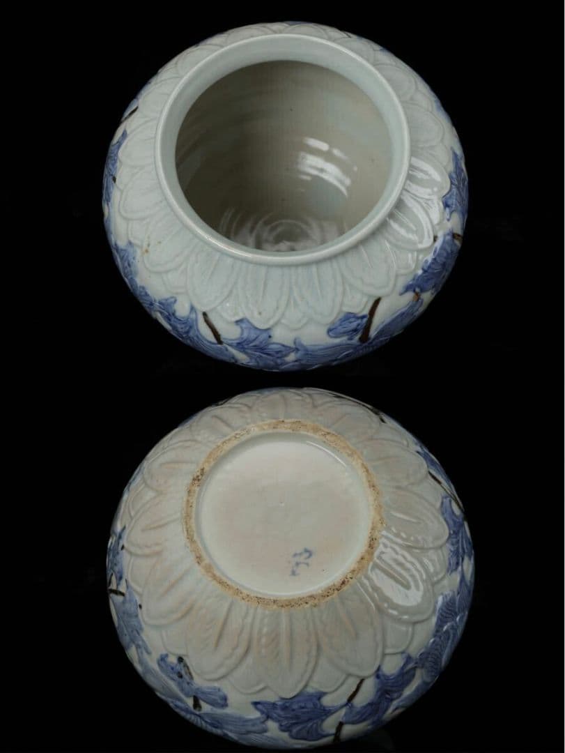 韓国人間文化財 安東五 作 樊川窯 李朝 高麗 古陶磁器 壺 共箱 染付辰砂