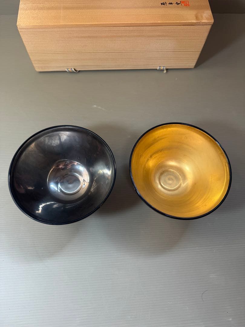 2787 原平窯　瑞鳥鳳凰　金銀天目抹茶茶碗　2客　未使用