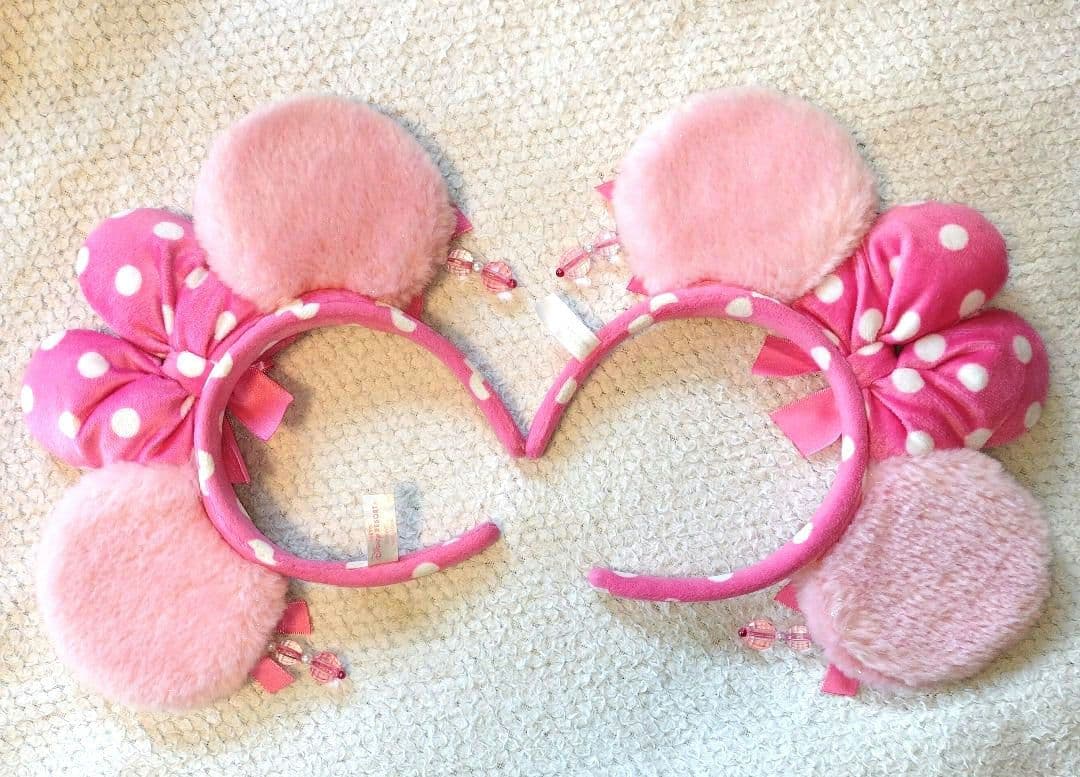 ディズニー　ミニー　ピンク　水玉　リボン　カチューシャ　イヤリング　ミニパル