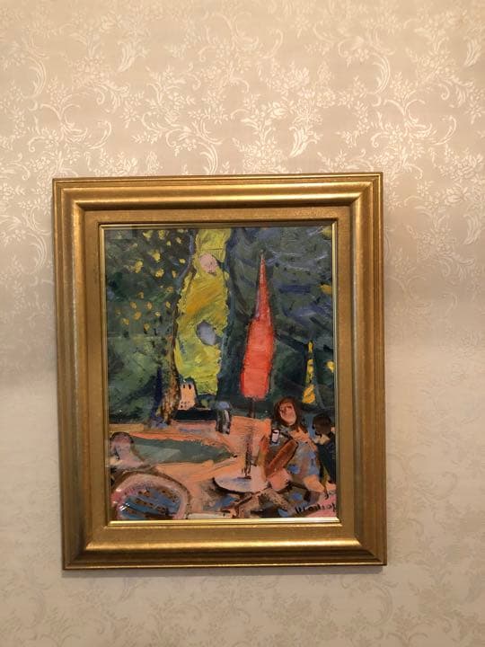 星守雄　【カフェテラスでお茶】油絵6号