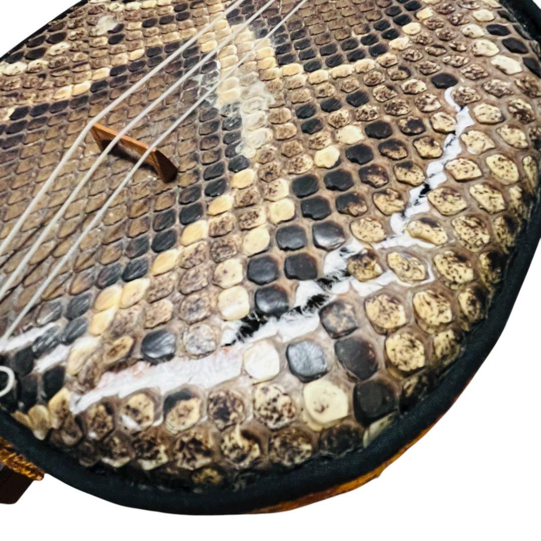 ジャンク　三線 本蛇皮 ソフトケース付き　破れあり 沖縄　修理・部品取りに