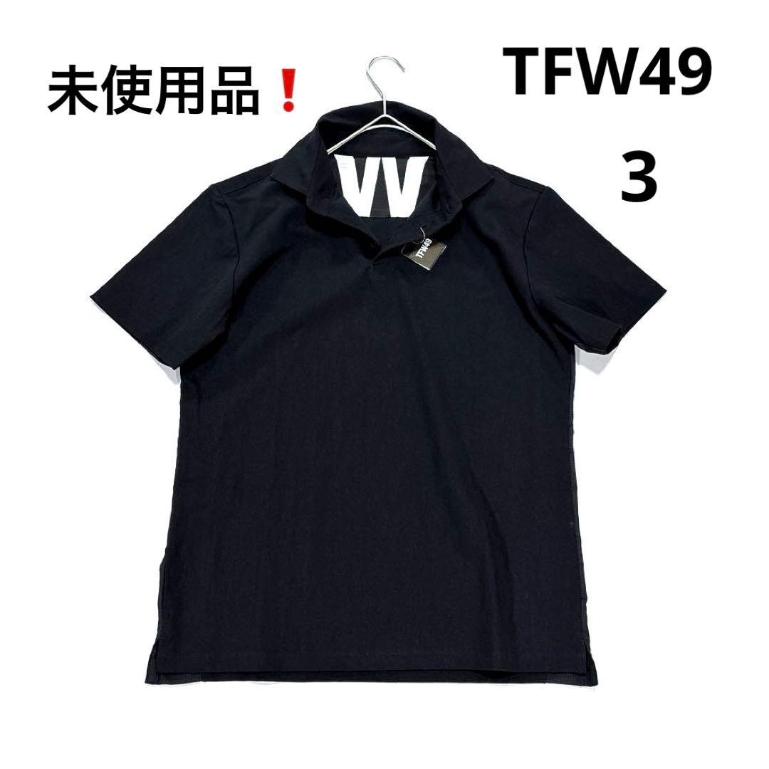 未使用品❗️TFW49 半袖ポロシャツ　ブラック　サイズ3 S程度　カモフラ襟