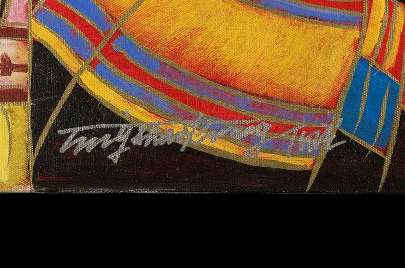 丁紹光　油彩　肉筆『ゴールドドリーム』サイン　裏サイン　F10号　額無　b308