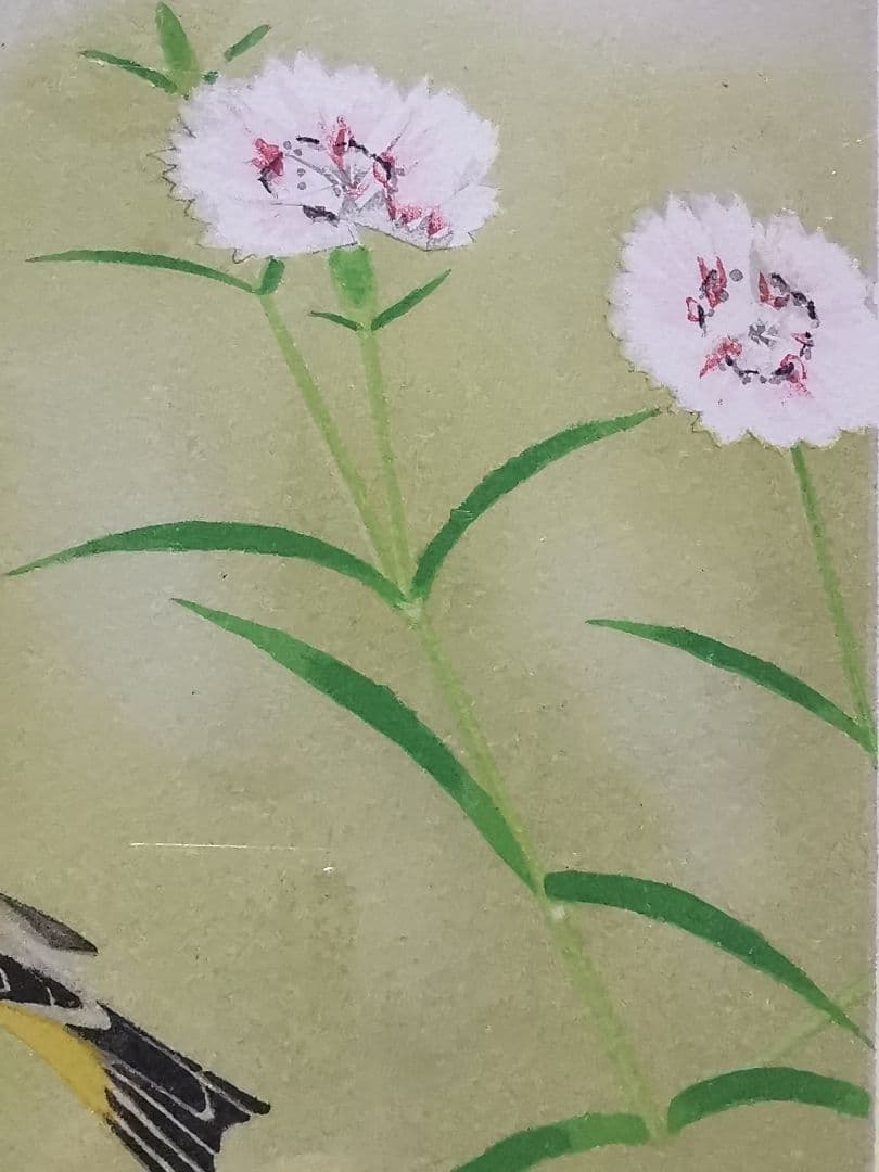 上村松篁 ナデシコ 大型額装品75㎝ 日本画リトグラフ 撫子203/250 落款