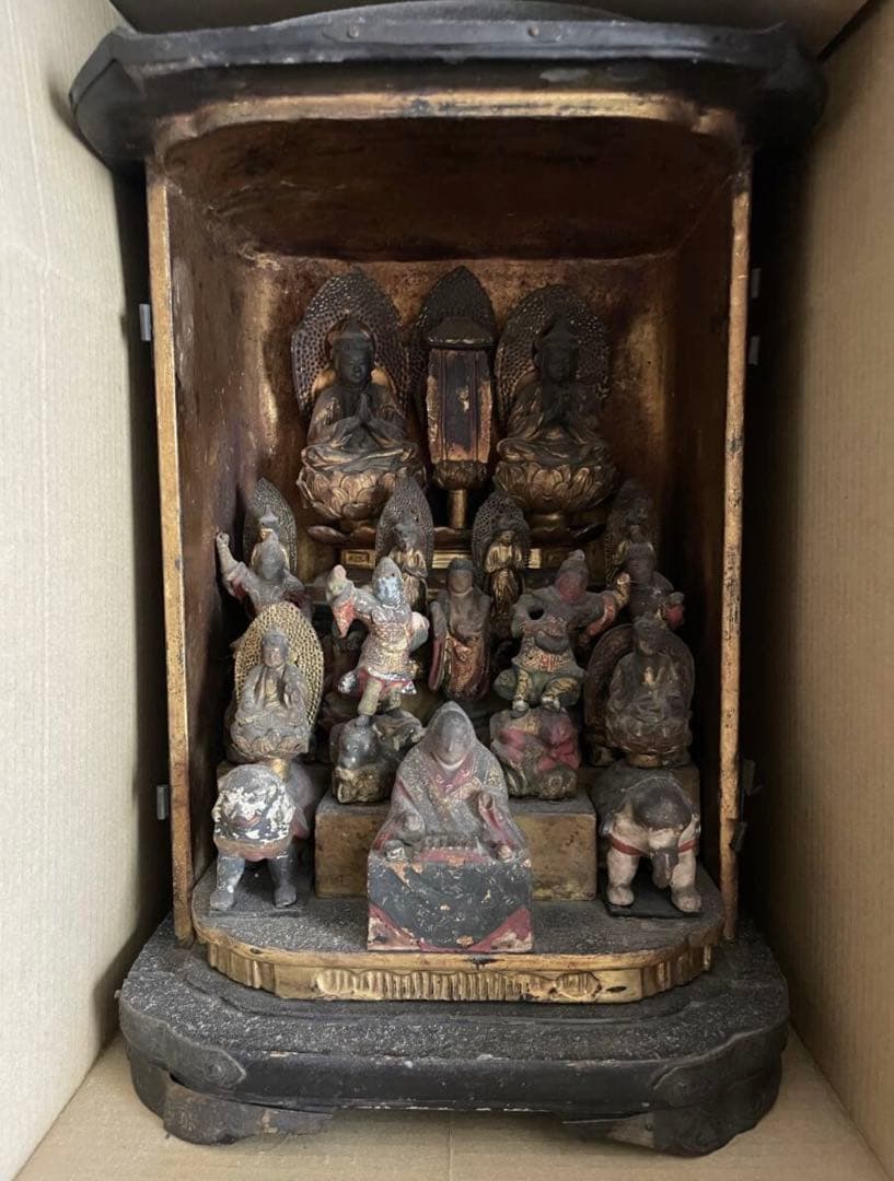 厨子入 十三仏 仏教美術 木彫極彩色 仏像 江戸時代