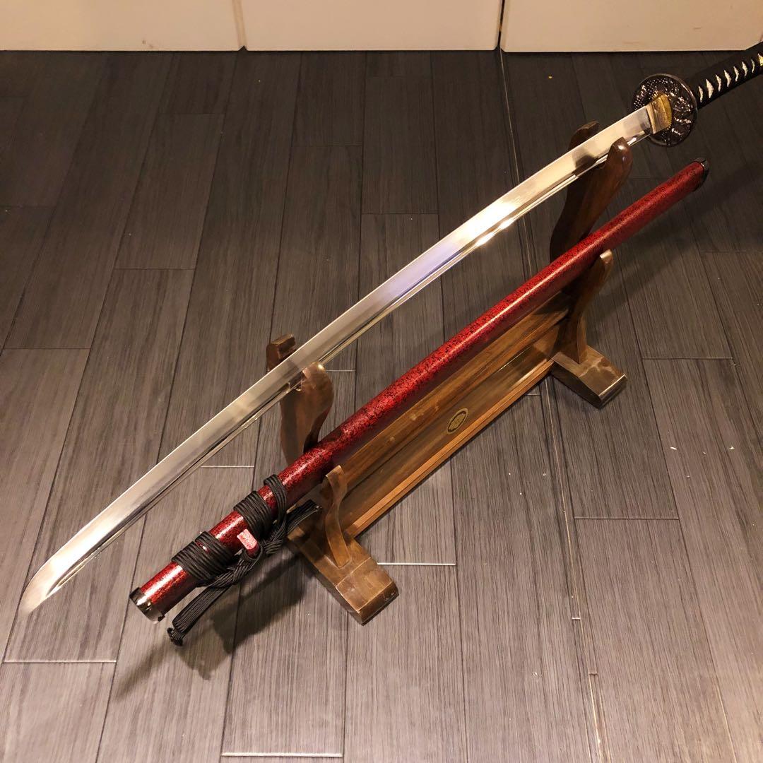 陸奥守吉行　高級模造刀　坂本龍馬拵え　居合刀　優乱刃紋　朱拵え　合金刀身