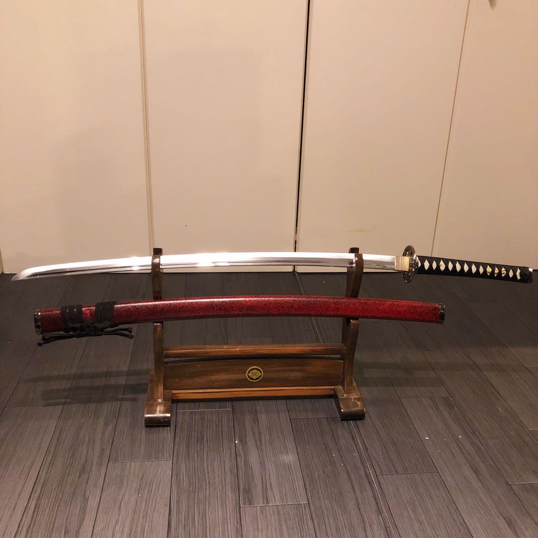 陸奥守吉行　高級模造刀　坂本龍馬拵え　居合刀　優乱刃紋　朱拵え　合金刀身