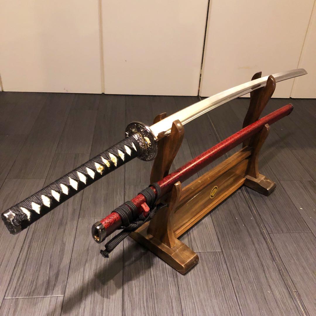 陸奥守吉行　高級模造刀　坂本龍馬拵え　居合刀　優乱刃紋　朱拵え　合金刀身