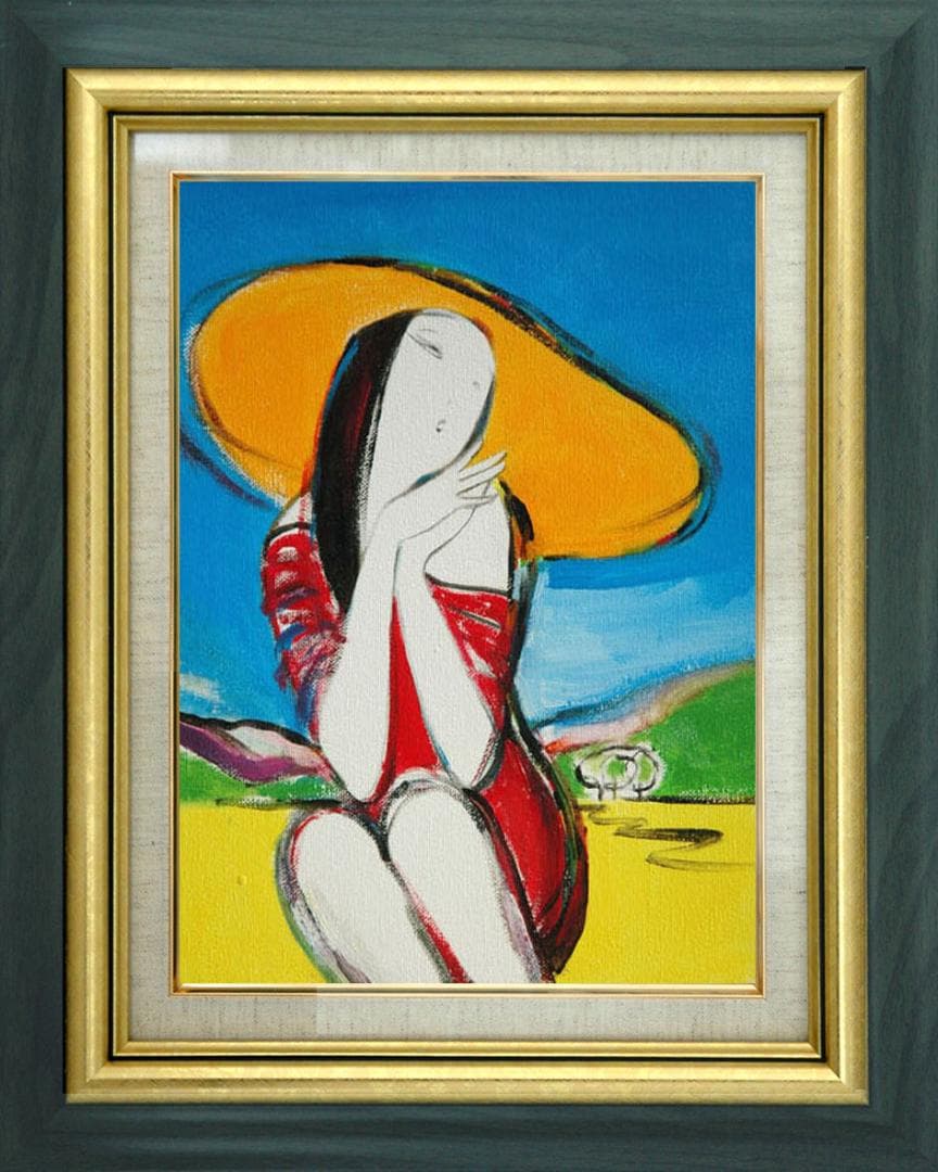 油絵 菅家令子 絵 絵画 インテリア F3-010511 女性(夢見る夢子さん）