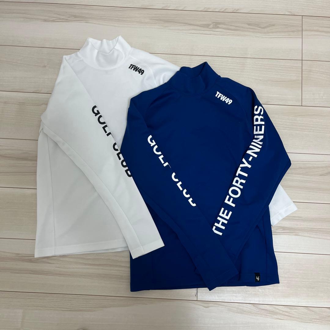 TFW49 モックネック 長袖 S 2枚セット 白 ネイビー