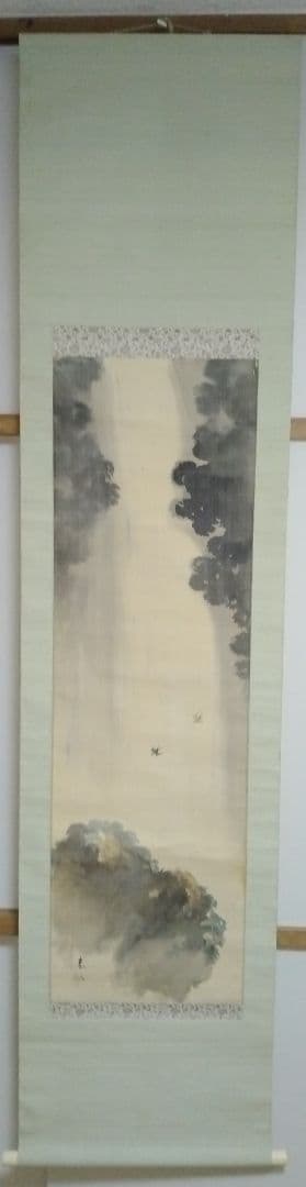 京都四条派の流れを汲む大正・昭和の日本画名匠・立脇泰山作「落瀑飛燕図」