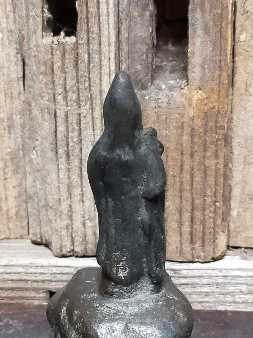 ♥小さな　観音像　銅製　観音様　仏像　仏壇　仏具　骨董　古玩　中国　レトロ