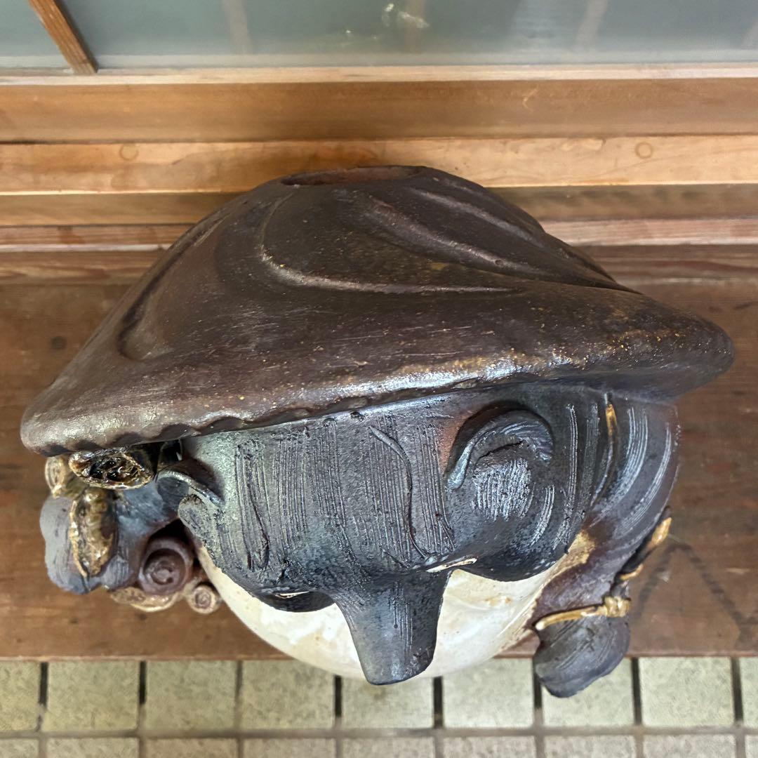 昭和初期　時代物　骨董　￼信楽焼　たぬき　置物　縁起物　商売繁盛　￼レア