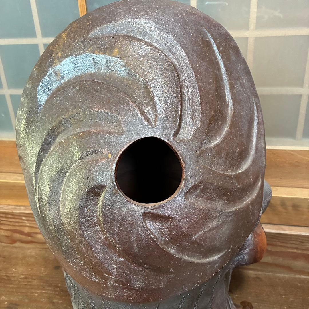 昭和初期　時代物　骨董　￼信楽焼　たぬき　置物　縁起物　商売繁盛　￼レア