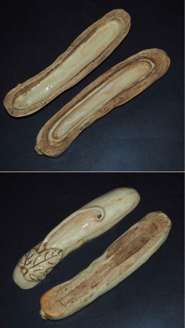 送料無料　江戸時代　萩焼　瓜形香盒/香合　華道具茶道具　共箱