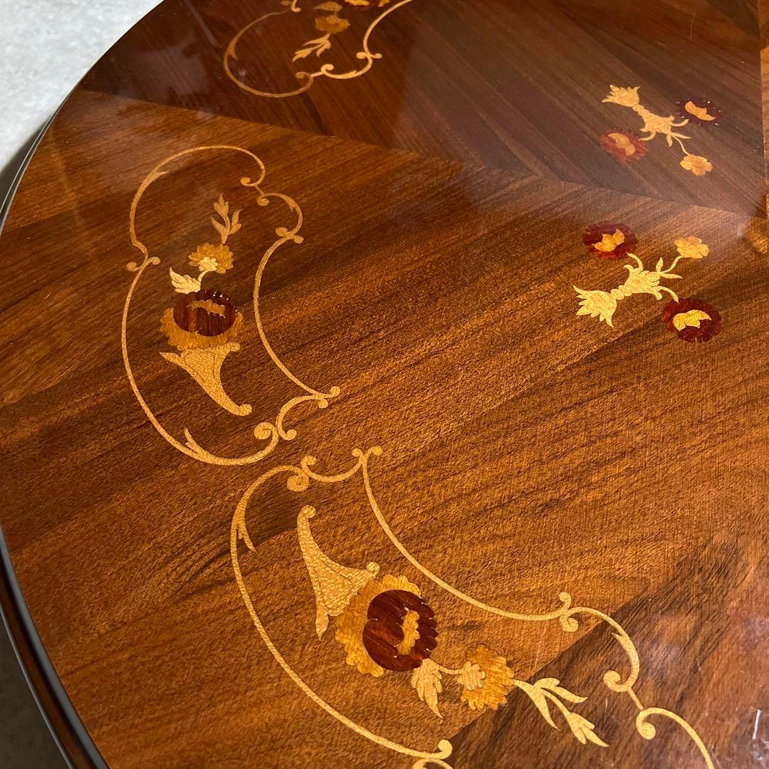 高級✨　木製　ダイニングテーブル　椅子　セット　アンティーク　艶　象嵌　イタリア