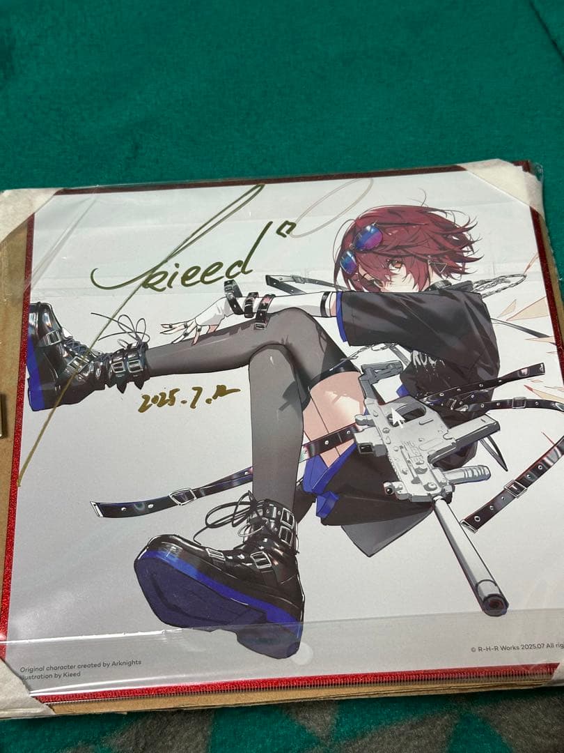 アークナイツ　エクシア　描き下ろしイラスト　色紙　サイン入り　特典のカード付き