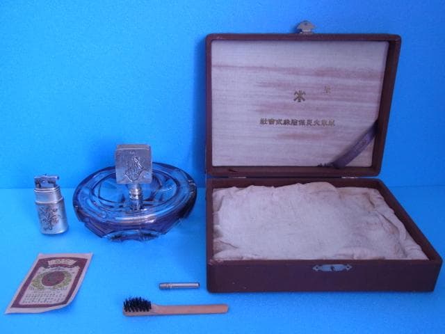 未使用品　和ガラス　切子　煙草セット　三越　戦前　デットストック　昭和レトロ