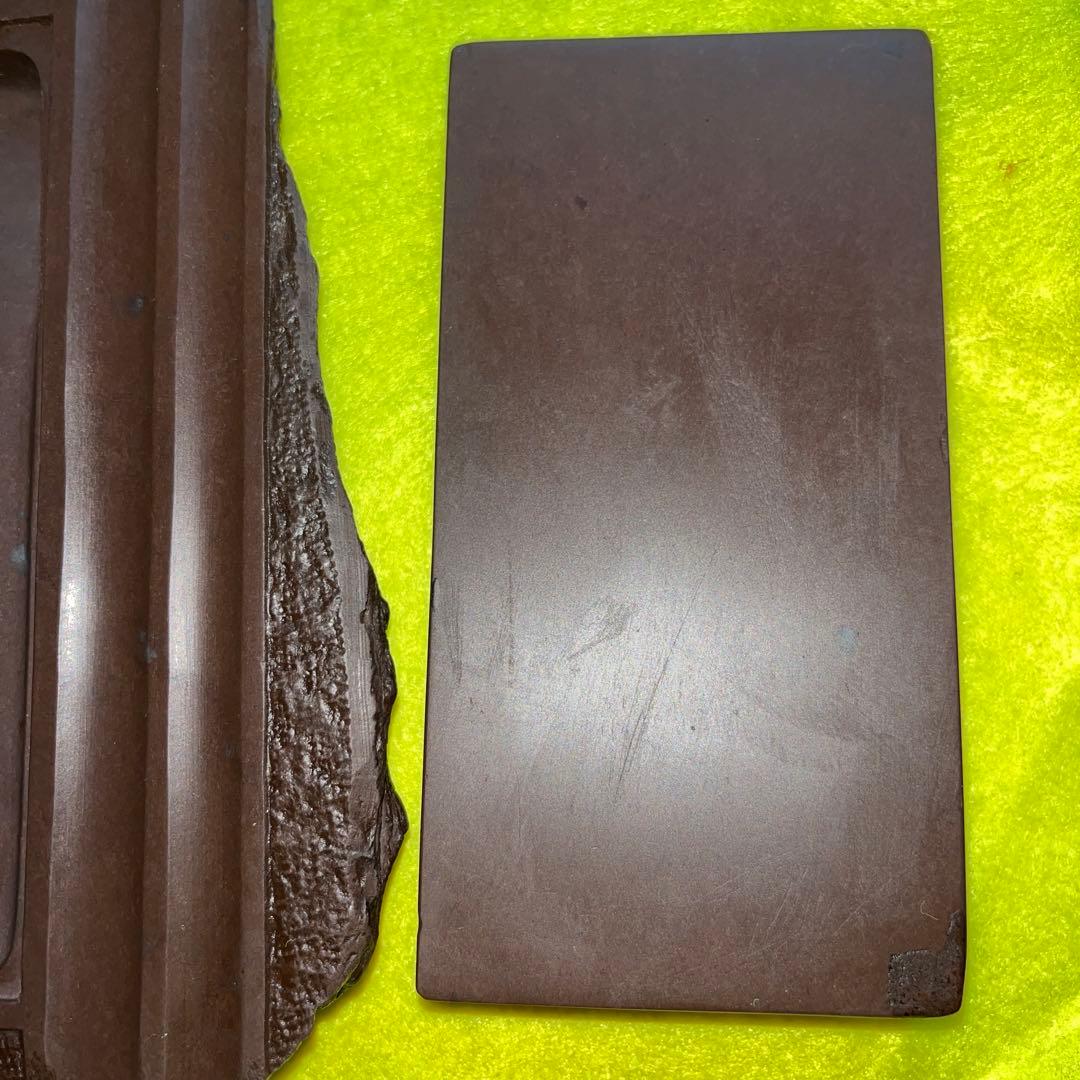 ⭕️赤間硯　古硯　赤間関　デカイ　7寸大　共蓋付き　墨持ち良い　手間